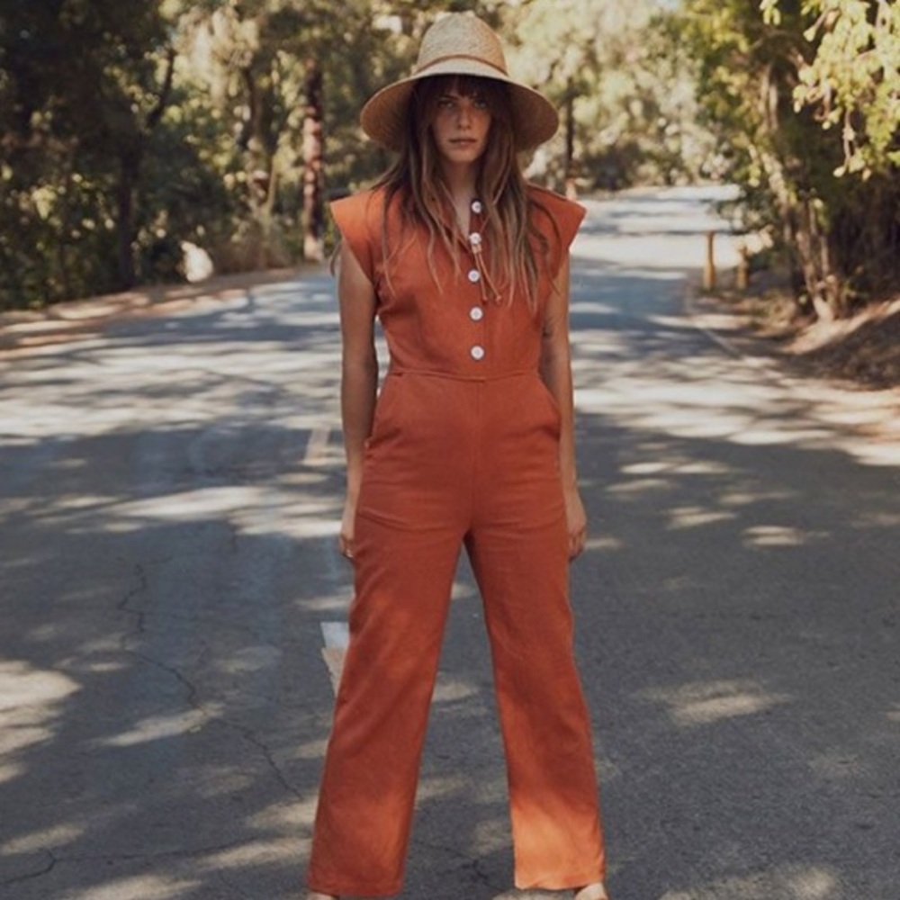 Christy Dawn Phoebe Jumpsuit in Rust